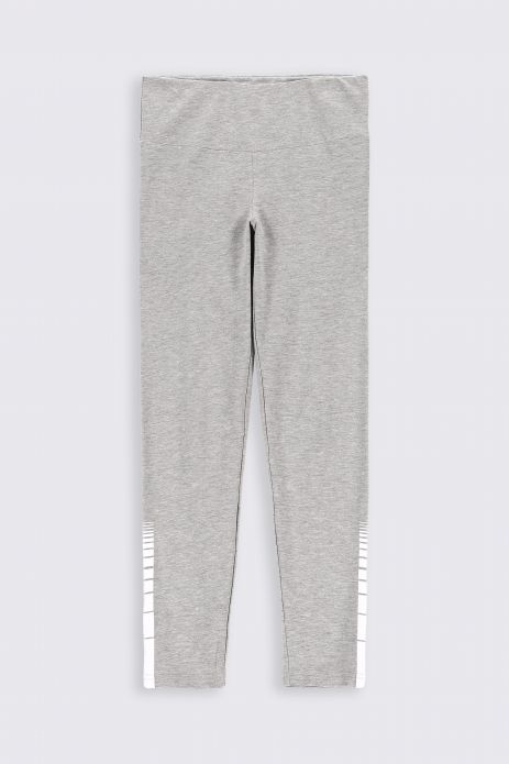 Long leggings gray smooth with a wide elastic waist 2