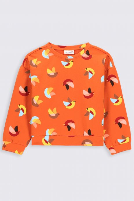 Sweatshirt orange with a print