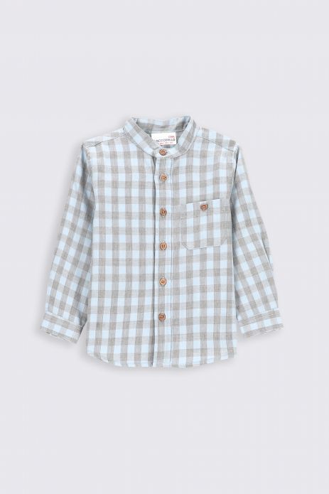Shirt with long sleeves multicolored checkered with a stand-up collar 2