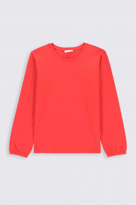 T-shirt with long sleeves red smooth