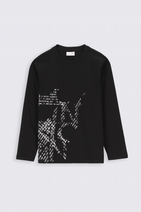 T-shirt with long sleeves black printed on the front