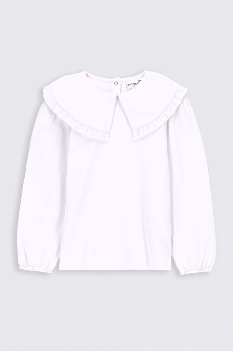 T-shirt with long sleeves white with decorative collar 2
