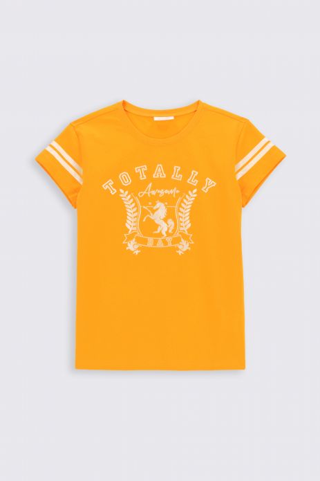 T-shirt with short sleeves yellow with print