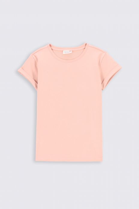 T-shirt with short sleeves powder pink smooth