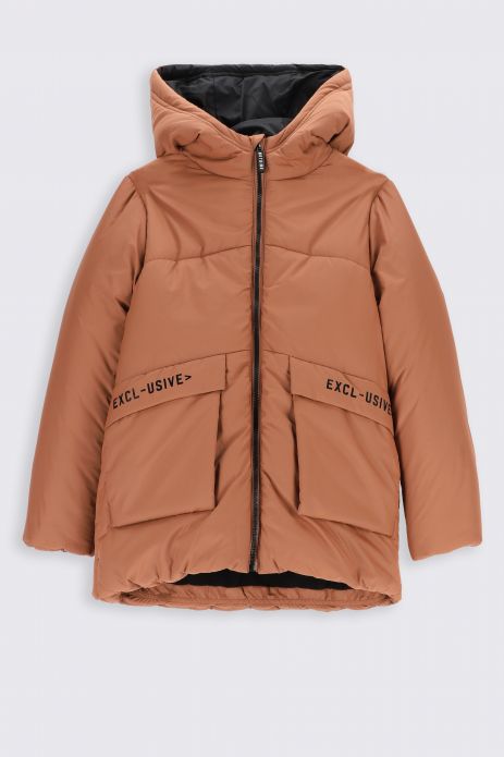 Winter jacket brown with a hood 2
