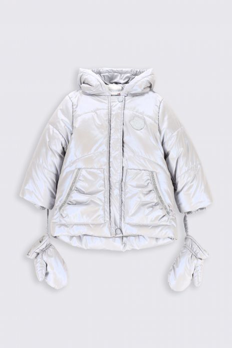 Winter jacket silver with a hood 2