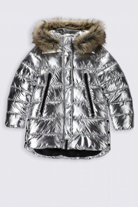 Winter jacket silver with a hood