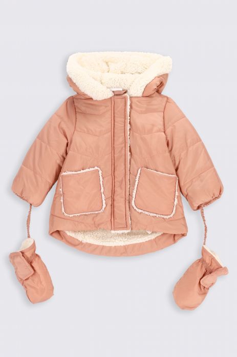 Winter jacket pink with a hood
