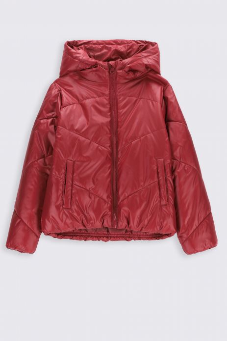 Transitional jacket burgundy with a hood 2