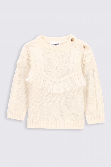 Knitted sweater ecru with decorative weave 2